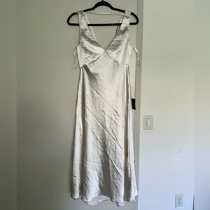 Lulus “Incredible Love” Satin Cowl Back Midi Slip Dress